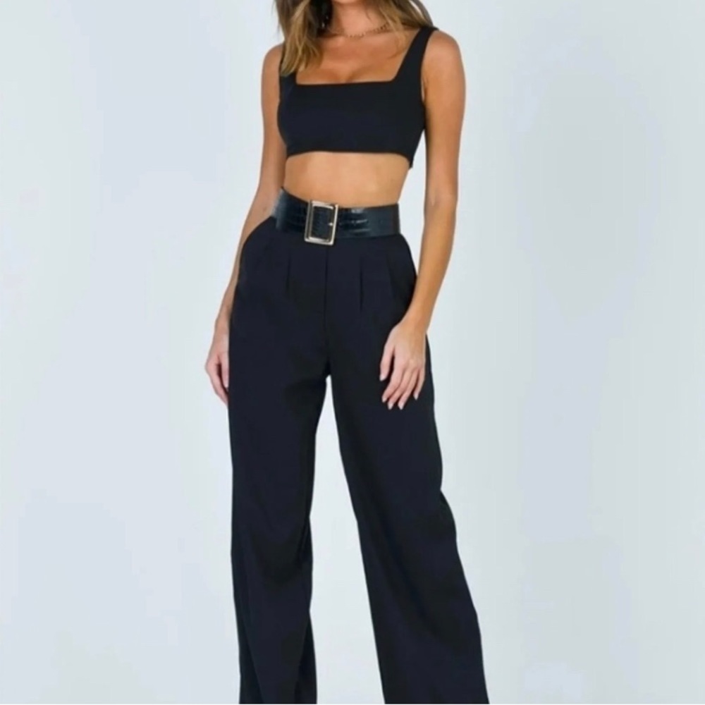 PRINCESS Polly Black Huxley Tank Crop Top Side Zip Size 12